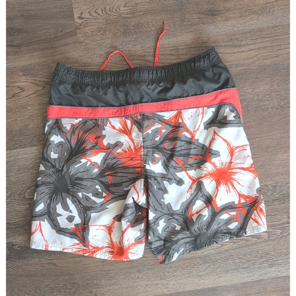 Nike Swim Mens Board Shorts Floral Tropical Print Orange Grey White Size Medium - Picture 10 of 14